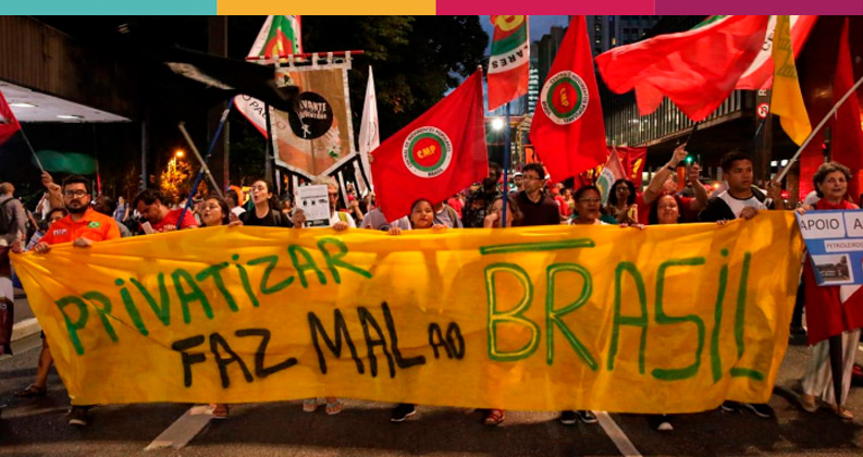 Ato em SP apoia trabalhadores petroleiros e repudia a privatização da Petrobrás
