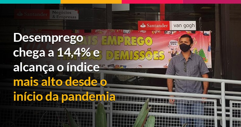 Desemprego chega a 14,4% e é o mais alto desde o início da pandemia