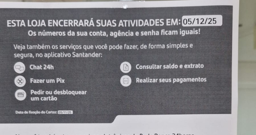 Santander fecha única agência bancária do grupo em Ribeirão Pires