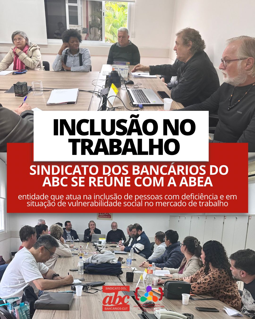 Sindicato dos Bancários do ABC recebe representantes da ABEA para debater inclusão no mercado de trabalho