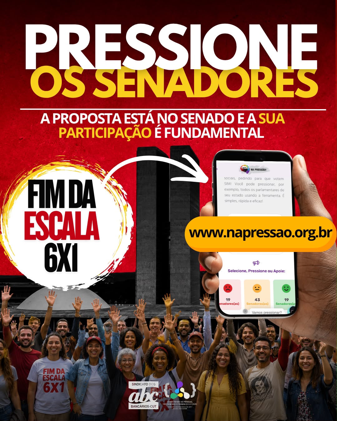 Pressione os senadores: participe da mobilização pelo fim da escala 6×1