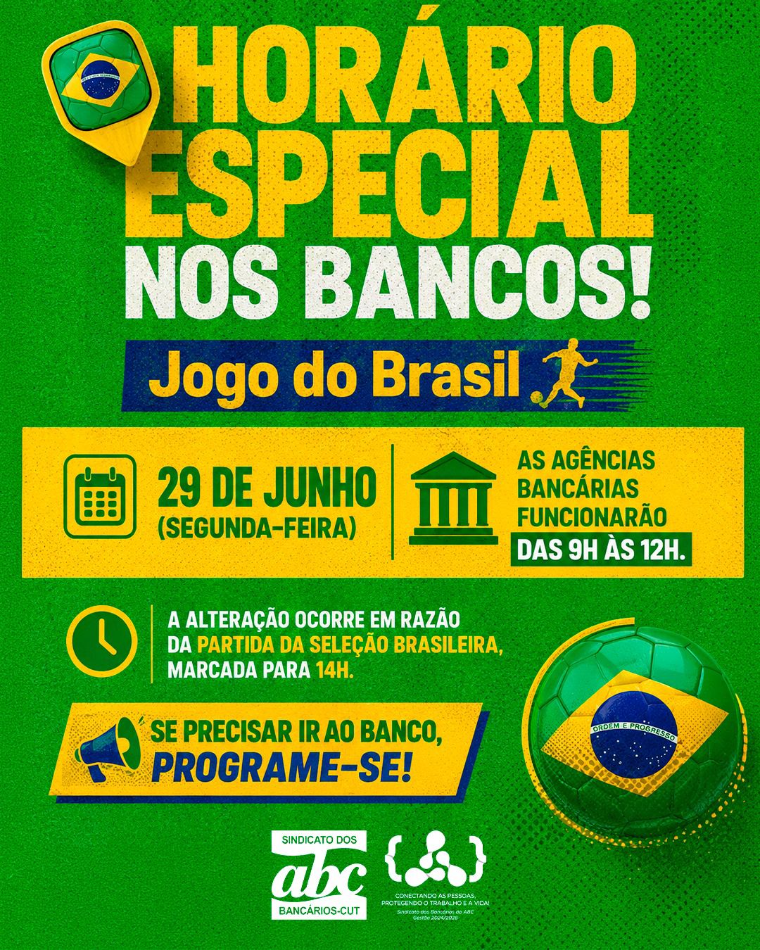 🇧🇷⚽ Atenção, bancários e bancárias!