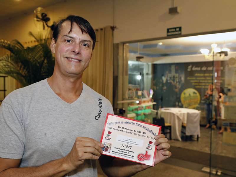 Jantar das agências 100% sindicalizadas no  Sindicato dos Bancários do ABC no restaurante Florestal. Avenida Maria Servidei Demarchi, 2.998 - São Bernardo do Campo/SP. Brasil_22_03_2018. Fotos Dino Santos.