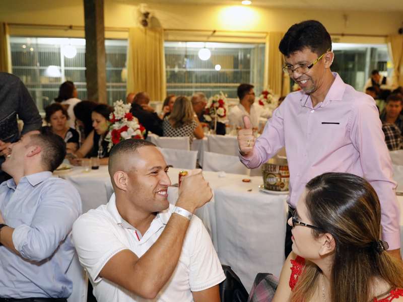Jantar das agências 100% sindicalizadas no  Sindicato dos Bancários do ABC no restaurante Florestal. Avenida Maria Servidei Demarchi, 2.998 - São Bernardo do Campo/SP. Brasil_22_03_2018. Fotos Dino Santos.