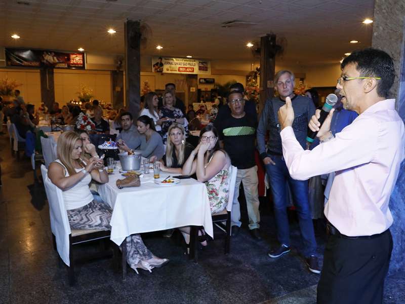 Jantar das agências 100% sindicalizadas no  Sindicato dos Bancários do ABC no restaurante Florestal. Avenida Maria Servidei Demarchi, 2.998 - São Bernardo do Campo/SP. Brasil_22_03_2018. Fotos Dino Santos.
