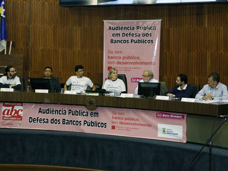 Audiência pública em defesa dos bancos públicos na Câmara Municipal de Santo André/SP. Brasil_19_09_2017. Fotos Dino Santos.