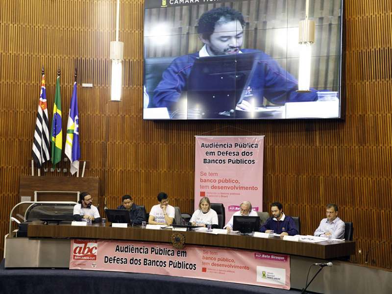 Audiência pública em defesa dos bancos públicos na Câmara Municipal de Santo André/SP. Brasil_19_09_2017. Fotos Dino Santos.
