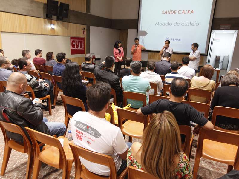 Debate sobre Saúde Caixa com Plínio Pavão (membro do GT Saúde Caixa) no Centro de Formação dos Bancários do ABC. Rua Xavier de Toledo, 268 - Centro de Santo André/SP. Brasil_26_09_2017. Fotos Dino Santos.
