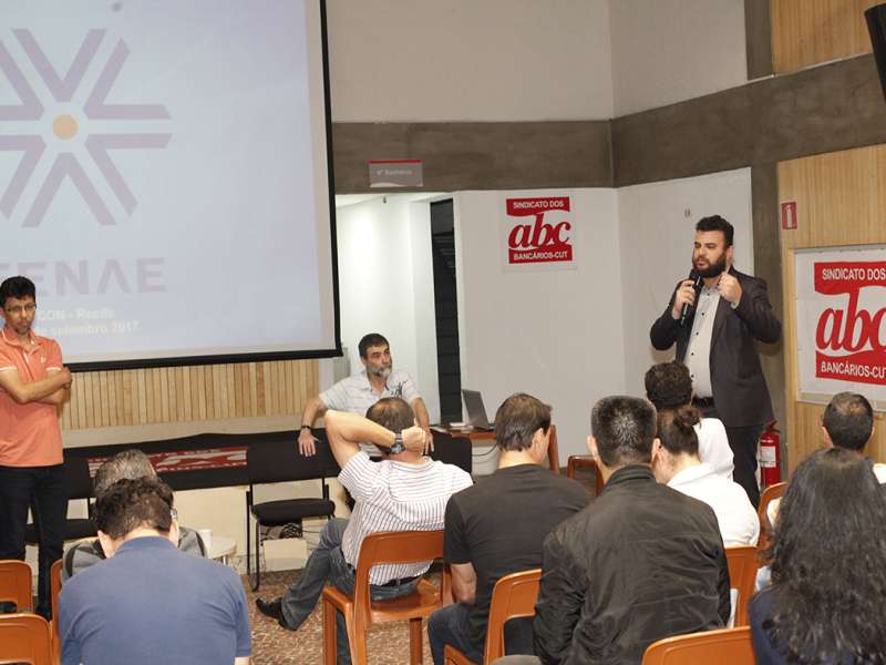 Debate sobre Saúde Caixa com Plínio Pavão (membro do GT Saúde Caixa) no Centro de Formação dos Bancários do ABC. Rua Xavier de Toledo, 268 - Centro de Santo André/SP. Brasil_26_09_2017. Fotos Dino Santos.
