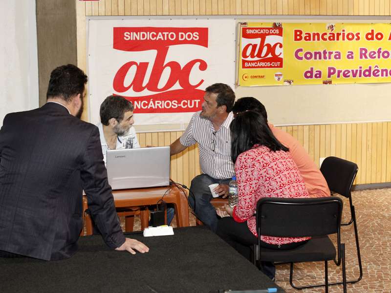 Debate sobre Saúde Caixa com Plínio Pavão (membro do GT Saúde Caixa) no Centro de Formação dos Bancários do ABC. Rua Xavier de Toledo, 268 - Centro de Santo André/SP. Brasil_26_09_2017. Fotos Dino Santos.