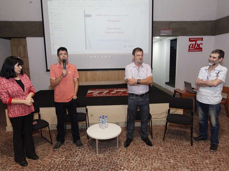 Debate sobre Saúde Caixa com Plínio Pavão (membro do GT Saúde Caixa) no Centro de Formação dos Bancários do ABC. Rua Xavier de Toledo, 268 - Centro de Santo André/SP. Brasil_26_09_2017. Fotos Dino Santos.