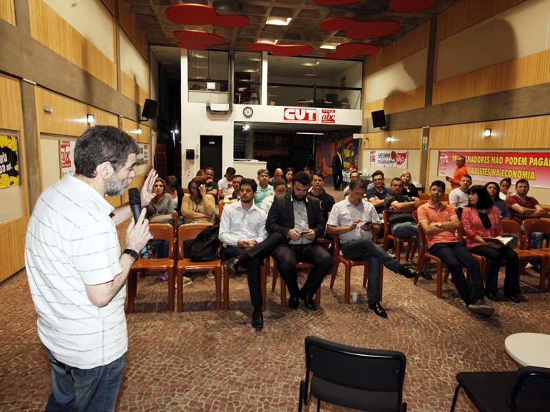 Debate sobre Saúde Caixa com Plínio Pavão (membro do GT Saúde Caixa) no Centro de Formação dos Bancários do ABC. Rua Xavier de Toledo, 268 - Centro de Santo André/SP. Brasil_26_09_2017. Fotos Dino Santos.